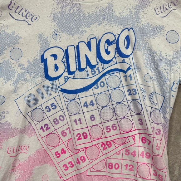 Vintage BINGO Single Stitch Hipster T Shirt All Over Print Gamer SJM sz XL - Picture 3 of 4